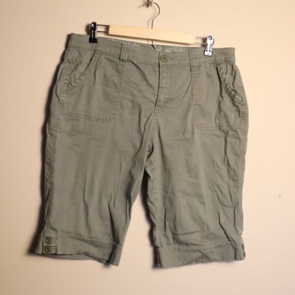Gloria Vanderbilt Cargo Shorts Womens 12 Petite Green Bermuda